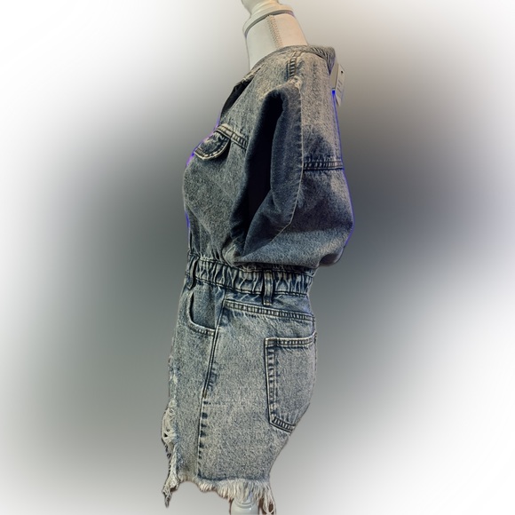 Boutique distressed denim romper! NWT! - Picture 7 of 8
